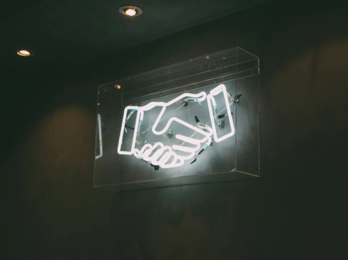 human hand neon signage
